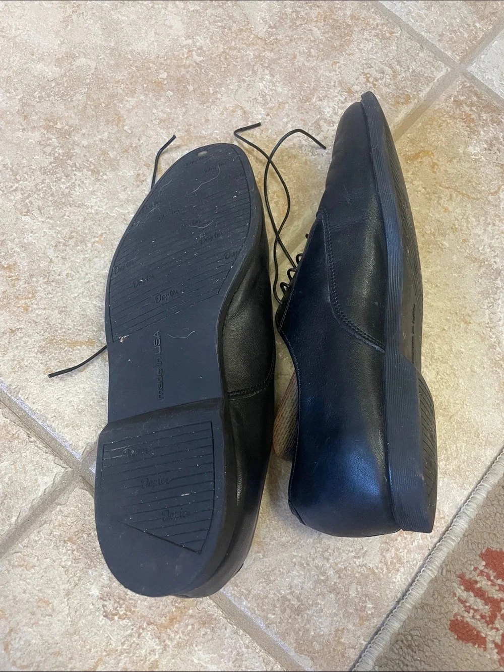 Dexter Black Leather Men’s Derby Shoes with Green Insoles